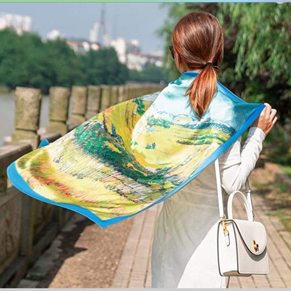 Van Gogh Accessories - Harvest Landscape With Blue Cart scarf